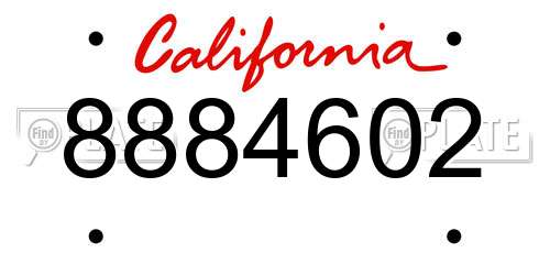 8884602 California License Plate