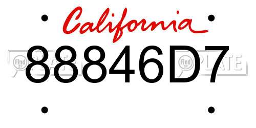 88846D7 California License Plate