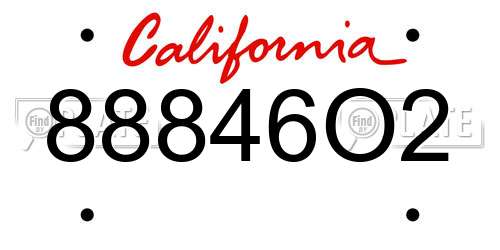 88846O2 California License Plate