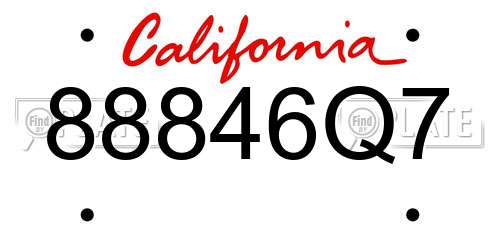 88846Q7 California License Plate