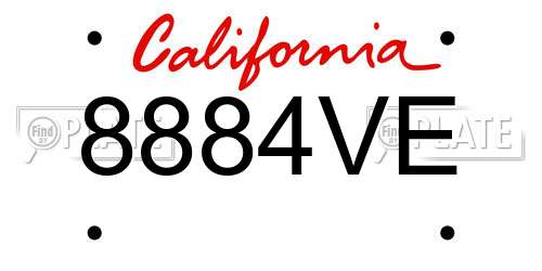 8884VE California License Plate