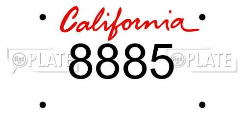 8885 California License Plate