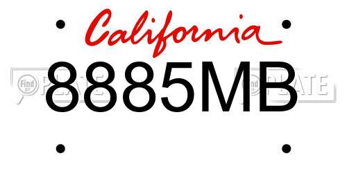8885MB California License Plate