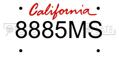 8885MS California License Plate