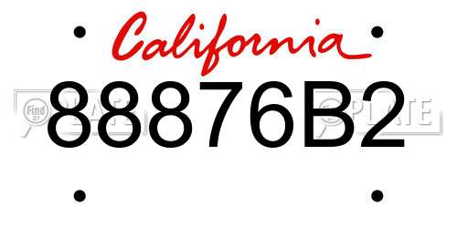 88876B2 California License Plate