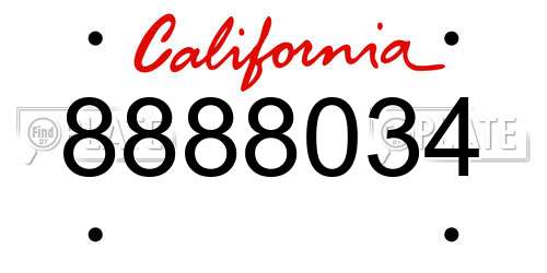 8888034 California License Plate