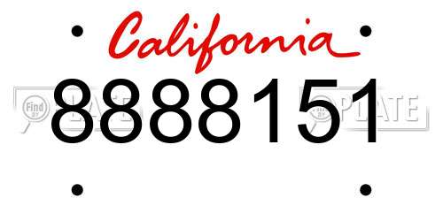 8888151 California License Plate