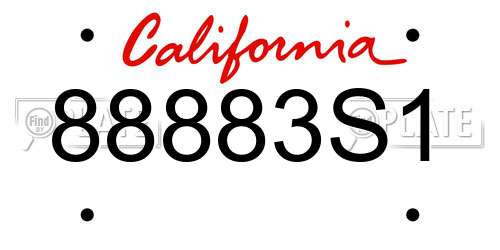 88883S1 California License Plate