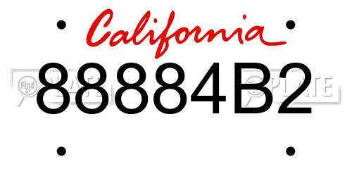88884B2 California License Plate