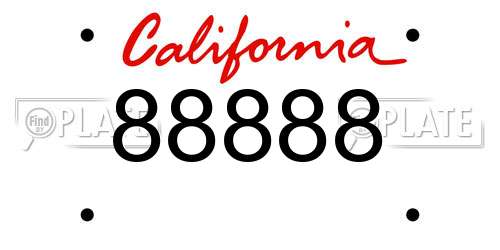 88888 California License Plate