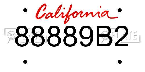 88889B2 California License Plate