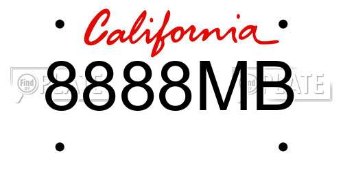 8888MB California License Plate