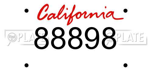 88898 California License Plate