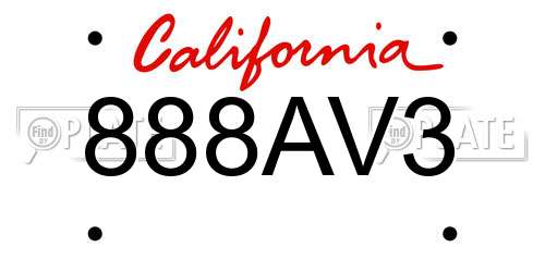 888AV3 California License Plate