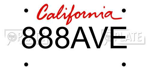 888AVE California License Plate