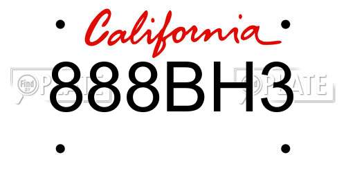 888BH3 California License Plate