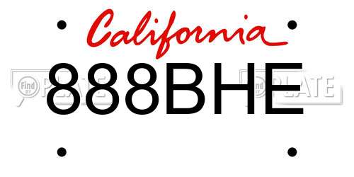 888BHE California License Plate