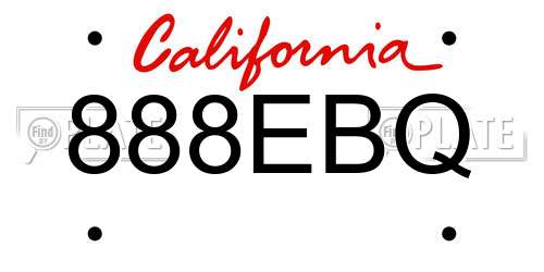 888EBQ California License Plate