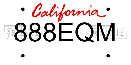 888EQM California License Plate