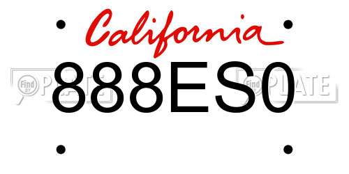 888ES0 California License Plate