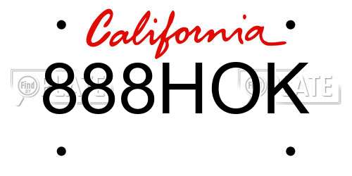 888HOK California License Plate