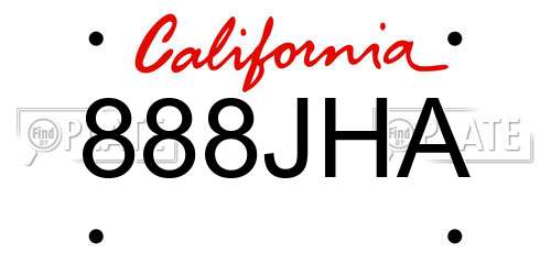 888JHA California License Plate