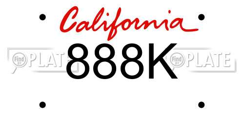 888K California License Plate