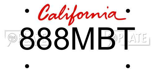 888MBT California License Plate