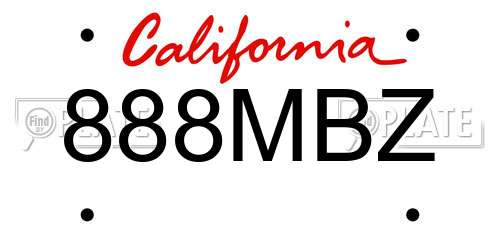 888MBZ California License Plate