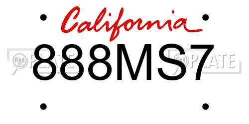888MS7 California License Plate