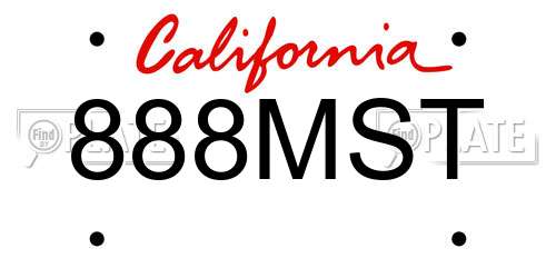 888MST California License Plate