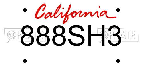 888SH3 California License Plate