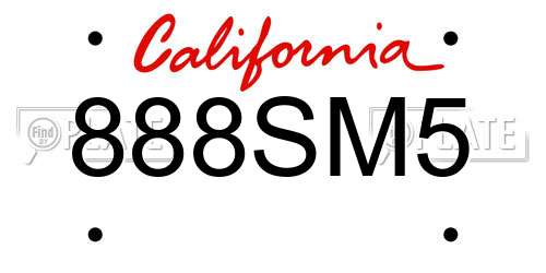 888SM5 California License Plate