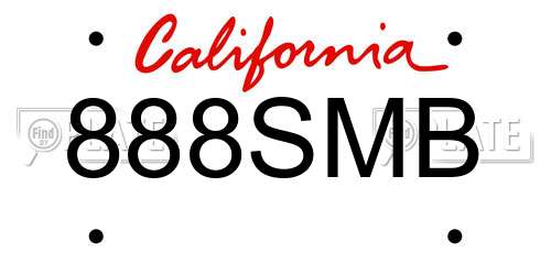 888SMB California License Plate