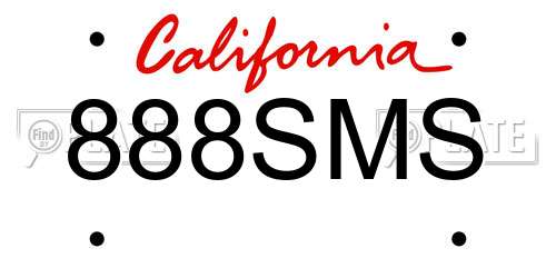 888SMS California License Plate