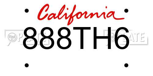 888TH6 California License Plate
