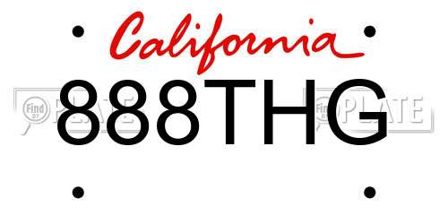888THG California License Plate