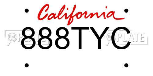 888TYC California License Plate