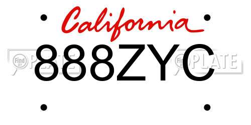 888ZYC California License Plate