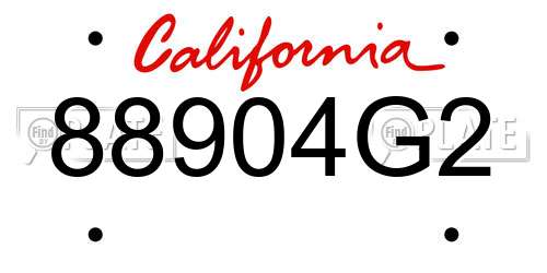 88904G2 California License Plate