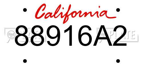 88916A2 California License Plate