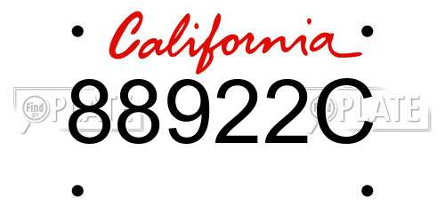 88922C California License Plate