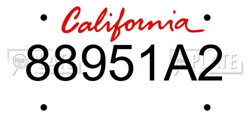 88951A2 California License Plate