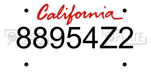 88954Z2 California License Plate