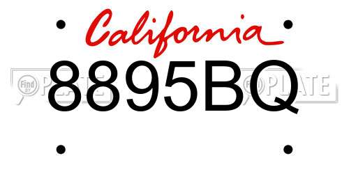 8895BQ California License Plate