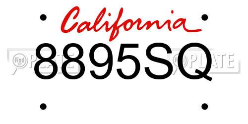 8895SQ California License Plate