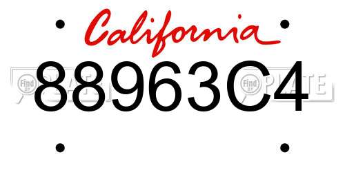 88963C4 California License Plate