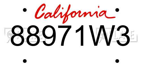 88971W3 California License Plate