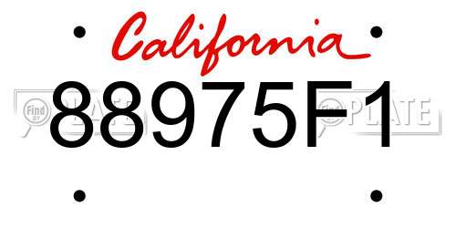 88975F1 California License Plate