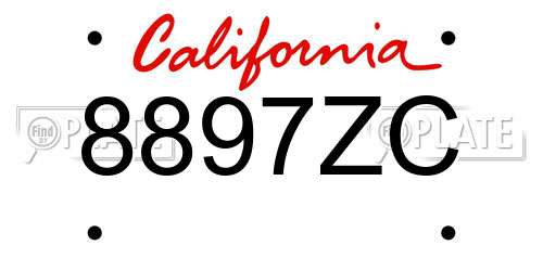 8897ZC California License Plate